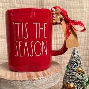 Rae Dunn Red 'Tis the Season Mug with Gingerbread Charm